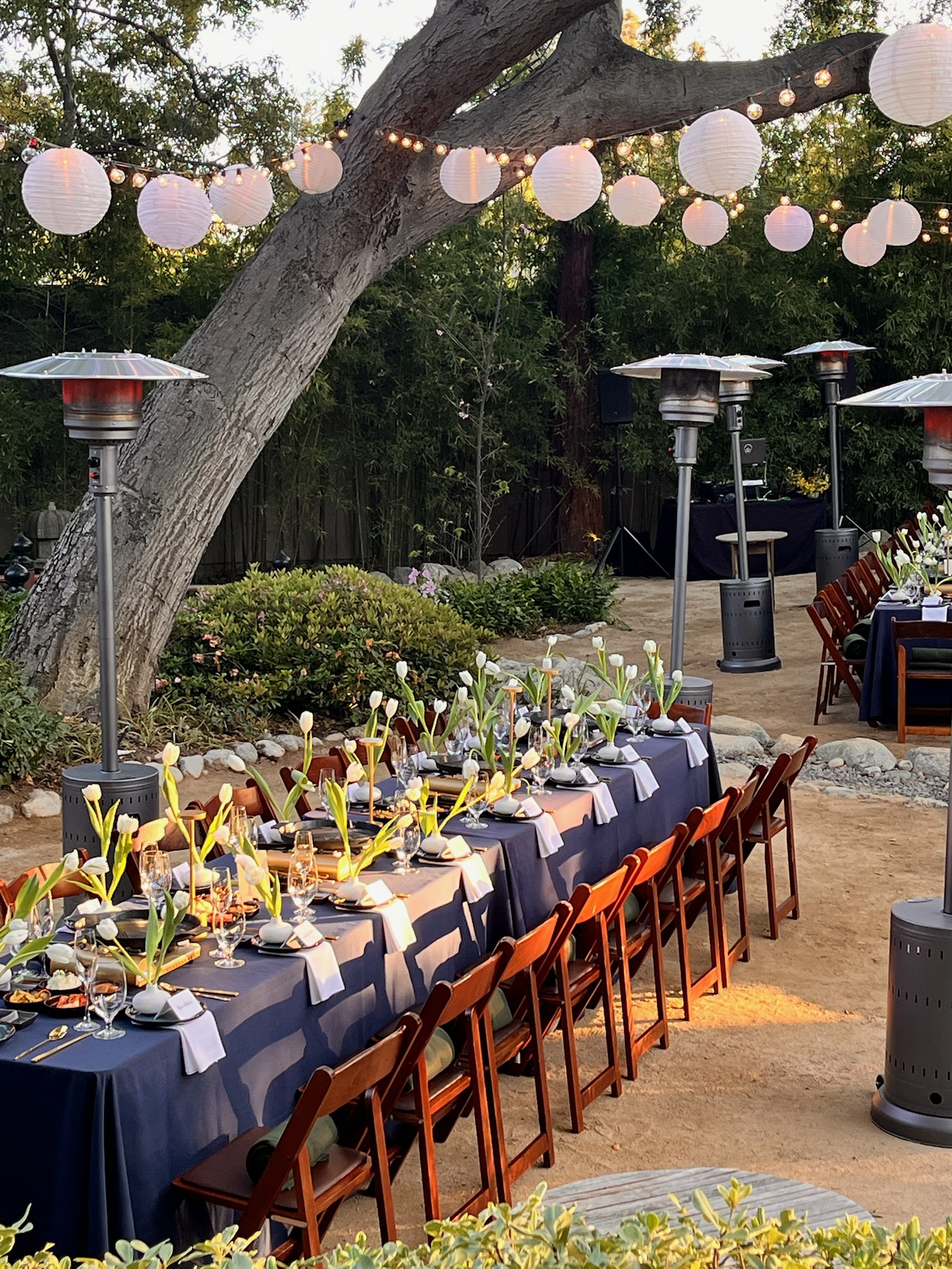 Korean barbecue table-top grill set up for a wedding reception